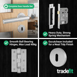 Mitre Lever on Rose Stainless Steel Door Handle Kit - Medium Duty - 80mm Sashlock - tradefit - 5