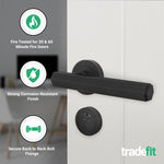 Moreno Matt Black Lever on Rose Door Handle Kit - Medium Duty FD30/60 - 80mm Euro Sashlock and Double Cylinder - Master Keyed - tradefit - 3