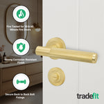 Dumont Satin Brass Lever on Rose Door Handle Kit - Medium Duty FD30/60 - 80mm Bathroom Lock - 2