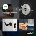 Dumont Satin Brass Lever on Rose Door Handle Kit - Medium Duty FD30/60 - 80mm Bathroom Lock - tradefit - 3