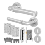 Santana Satin Nickel Lever on Rose Door Handle Kit - Medium Duty FD30/60 - 80mm Sashlock - tradefit - 1