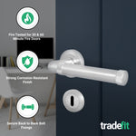 Santana Satin Nickel Lever on Rose Door Handle Kit - Medium Duty FD30/60 - 80mm Sashlock - tradefit - 2