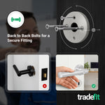 Santana Satin Nickel Lever on Rose Door Handle Kit - Medium Duty FD30/60 - 80mm Sashlock - tradefit - 3