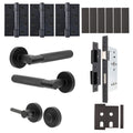 Dumont Matt Black Lever on Rose Door Handle Kit - Heavy Duty FD30/60 - DIN Bathroom Lock