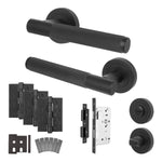Dumont Matt Black Lever on Rose Door Handle Kit - Heavy Duty FD30/60 - DIN Bathroom Lock - tradefit - 1