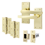 Straight Pattern Polished Brass Door Handle Pack - 76mm Latch - tradefit - 1