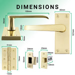Straight Pattern Polished Brass Door Handle Pack - 64mm Latch - tradefit - 3