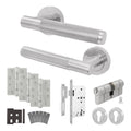 Dumont Satin Nickel Lever on Rose Door Handle Kit - Heavy Duty FD30/60 - DIN Euro Sashlock and Double Cylinder - Master Keyed