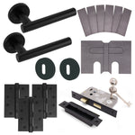 Black T - Bar Door Handle on Rose Fire Door Pack - 3 Lever Sashlock - FD30/60 - tradefit - 1