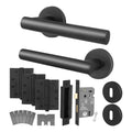 Vigo Matt Black Lever on Rose Door Handle Kit - Medium Duty FD30/60 - 80mm Sashlock