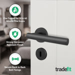 Vigo Matt Black Lever on Rose Door Handle Kit - Medium Duty FD30/60 - 80mm Sashlock - tradefit - 5