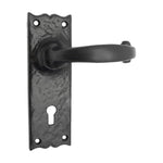 Black Iron Lever Door Handles on Backplate Traditional Canterbury Pattern 5 Lever Lock Pack - 150 x 47mm - 65mm Lock & 76mm Hinge - Black Antique Iron - tradefit - 2