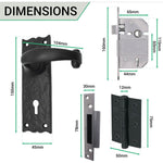 Black Iron Lever Door Handles on Backplate Traditional Canterbury Pattern 5 Lever Lock Pack - 150 x 47mm - 65mm Lock & 76mm Hinge - Black Antique Iron - tradefit - 4