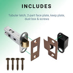 3 inch/76mm Tubular Latch Bolt Through - 57mm Backset - Bronze - tradefit - 5