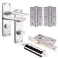 Contractor Satin Aluminium Door Handle Pack - Bathroom