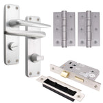 Contractor Satin Aluminium Door Handle Pack - Bathroom - tradefit - 1