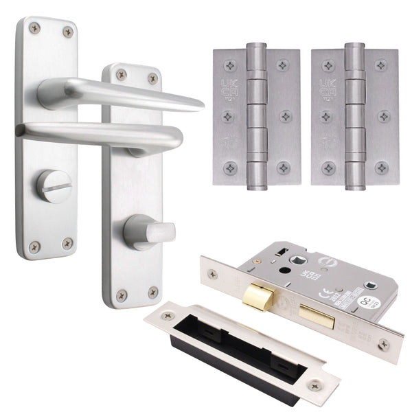 Contractor Satin Aluminium Door Handle Pack - Bathroom - tradefit - Featured Image