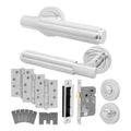 Flores Polished Chrome Lever on Rose Door Handle Kit - Medium Duty FD30/60 - 80mm Bathroom Lock