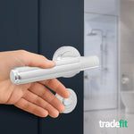 Flores Polished Chrome Lever on Rose Door Handle Kit - Medium Duty FD30/60 - 80mm Bathroom Lock - tradefit - 6