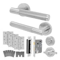 Dumont Satin Nickel Lever on Rose Door Handle Kit - Medium Duty FD30/60 - 80mm Bathroom Lock