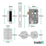 Dumont Satin Nickel Lever on Rose Door Handle Kit - Medium Duty FD30/60 - 80mm Bathroom Lock - tradefit - 5