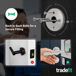 Dumont Satin Nickel Lever on Rose Door Handle Kit - 64mm Bathroom Lock - tradefit - 3