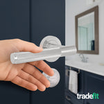 Dumont Satin Nickel Lever on Rose Door Handle Kit - Medium Duty FD30/60 - 80mm Bathroom Lock - tradefit - 6