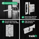 Satin Aluminium Contract Lever Door Handle Kit - 80mm Euro Sashlock and Thumbturn Cylinder - Keyed to Differ - tradefit - 5