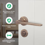 Tapera Antique Brass Lever on Rose Door Handle Kit - Medium Duty FD30/60 - 80mm Bathroom Lock - tradefit - 2