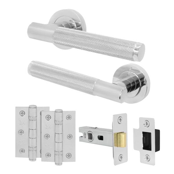 Dumont Polished Chrome Lever on Rose Door Handle Kit - 64mm Latch - Featured Image