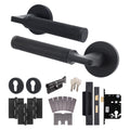 Mode-Grip Black Lever on Rose Fire Door Handle Pack - Euro Lock & Thumbturn Cylinder - FD30/60 - Keyed to Differ