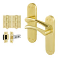 Nola Satin Brass Lever on Backplate Door Handle Pack – 64mm Latch