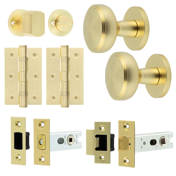 Martil Satin Brass Mortice Door Knob Kit - 76mm Bathroom Deadbolt - tradefit - Featured Image