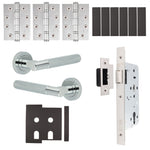 Dumont Polished Chrome Lever on Rose Door Handle Kit - Heavy Duty FD30/60 - DIN Latch - tradefit - 1