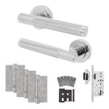 Dumont Polished Chrome Lever on Rose Door Handle Kit - Heavy Duty FD30/60 - DIN Latch
