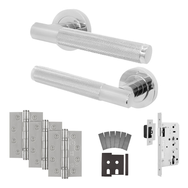 Dumont Polished Chrome Lever on Rose Door Handle Kit - Heavy Duty FD30/60 - DIN Latch - tradefit - Featured Image