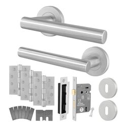 Vigo Stainless Steel Lever on Rose Door Handle Kit - Medium Duty FD30/60 - 80mm Sashlock
