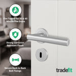 Vigo Stainless Steel Lever on Rose Door Handle Kit - Medium Duty FD30/60 - 80mm Sashlock - tradefit - 5