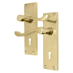 Victorian Scroll Polished Brass Lever Door Handle Pack - BS3621 5 Lever Lock - tradefit - 2