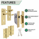 Victorian Scroll Polished Brass Lever Door Handle Pack - BS3621 5 Lever Lock - tradefit - 3