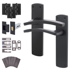 Euroda - Plus Black Fire Door Handle Pack - Latch - tradefit