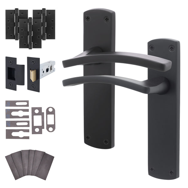 Euroda - Plus Black Fire Door Handle Pack - Latch - tradefit - Featured Image