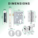 Euroda - Plus Polished Chrome Lever on Rose Door Handle Pack - 3 Lever Lock & Thumbturn Cylinder - tradefit - 5