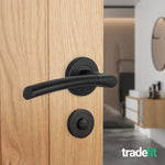 Bosa Matt Black Lever on Rose Door Handle Pack - 64mm Bathroom Lock - tradefit - 6