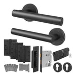 Vigo Matt Black Lever on Rose Door Handle Kit - Medium Duty FD30/60 - 80mm Euro Sashlock and Thumbturn Cylinder - Keyed Alike - tradefit - 1