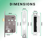Mortice Fire Rated Sashlock - 80mm Case Size - 57mm Backset - Polished Chrome - tradefit - 5