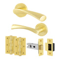 Nola Satin Brass Lever on Rose Door Handle Pack - 64mm Latch
