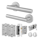 Vigo Lever on Rose Stainless Steel Door Handle Kit - Medium Duty - 80mm Euro Sashlock and Double Cylinder - Master Keyed - tradefit - 1