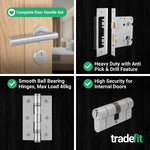 Vigo Lever on Rose Stainless Steel Door Handle Kit - Medium Duty - 80mm Euro Sashlock and Double Cylinder - Master Keyed - 5