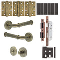 Claro Antique Brass Lever on Rose Door Handle Kit - Heavy Duty FD30/60 - DIN Bathroom Lock